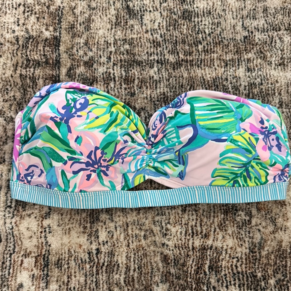 Lilly Pulitzer Pink and Blue Floral Bikini Top